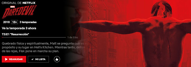 Presentacion de Marvel's Daredevil Temporada 3 en el servicio de streaming Netflix