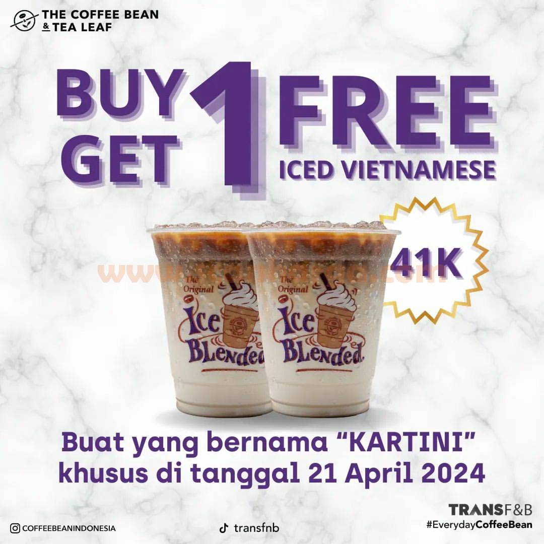 Promo The Coffee Bean Kartini Day - Buy 1 Get 1 Free