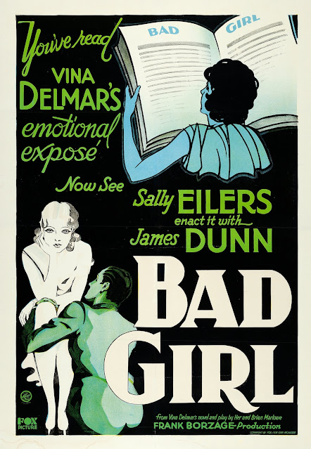 BAD GIRL. Estados Unidos. Cartel One Sheet: 72 x 103 cms. Imprenta: The H. C. Miner Litho. Co., New York. Bad Girl. 1931. Estados Unidos. Dirección: Frank Borzage. Reparto: Sally Eilers, James Dunn, Minna Gombell, Frank Darien, Sarah Padden, William Pawley.