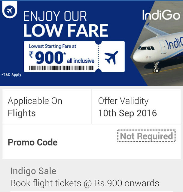 Discount Everytime: Indigo Domestic Flights @900/- onwards