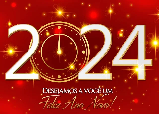 Mensagens Para Whatsapp Feliz Ano Novo 2024 Fundo Vermelho