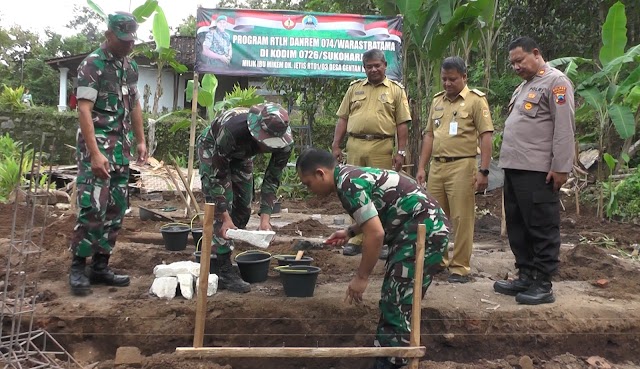 Dandim 0726/Sukoharjo Laksanakan Peletakan Batu Pertama Program RTLH Danrem 074/Warastratama