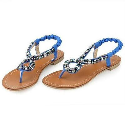 Faux Leather Bead Thong Sandals