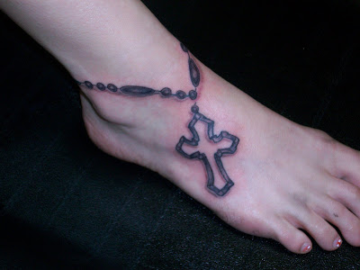 Ankle Rosary Tattoos Cross. ankle rosary