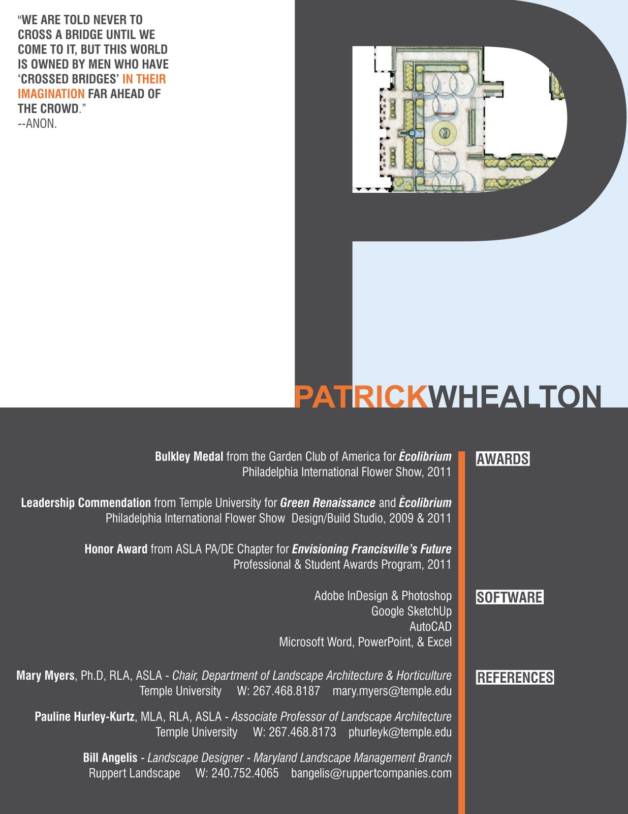 Patrick B Whealton Landscape Architecture Resume Picture