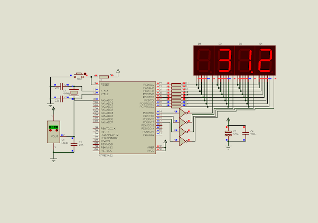 Reading an analog temperature data from LM35 with ADC module of ATMega32