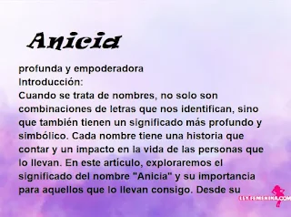significado del nombre Anicia