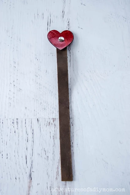 two toned leather bookmark with heart