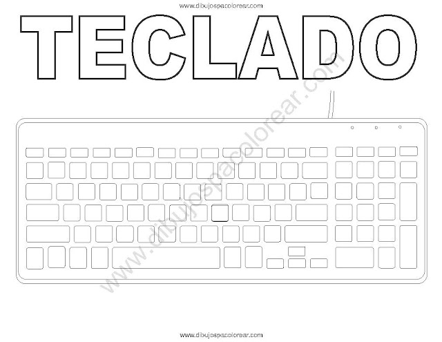 Dibujos de teclado de computadora para colorear con letras y sin letras