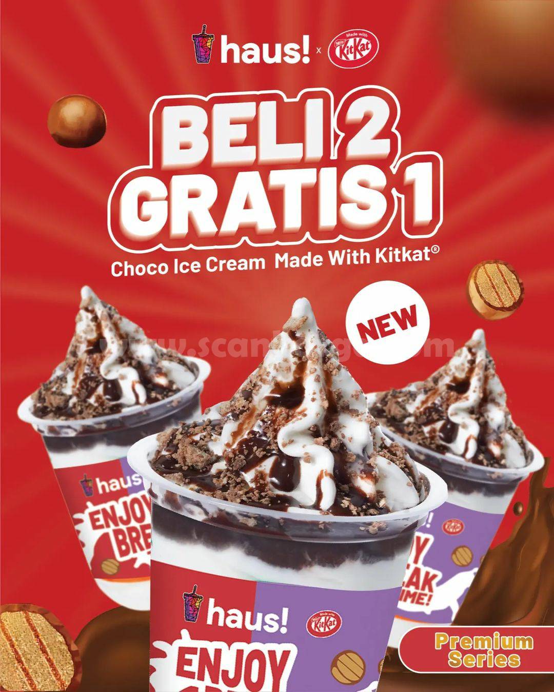 Promo HAUS! BELI 2 GRATIS 1 - Menu BARU CHOCO ICE CREAM with KITKAT