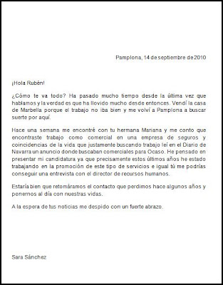 CARTAS EN ESPAÑOL: CARTA FORMAL Y INFORMAL