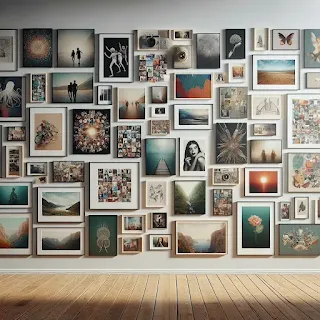 Pictures on the wall.