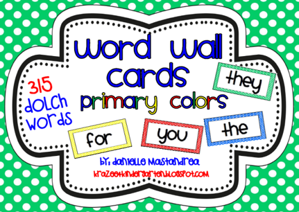 https://www.teacherspayteachers.com/Product/Dolch-Sight-Words-Word-Wall-Cards-in-Primary-Colors-315-Words-708086