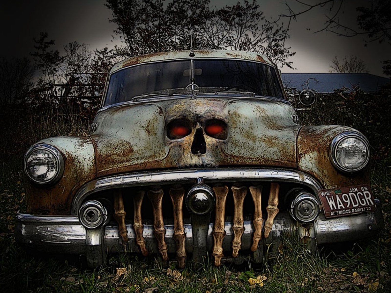 Death Car In The Ghost City Hd Desktop Wallpaper | ReWallpaper