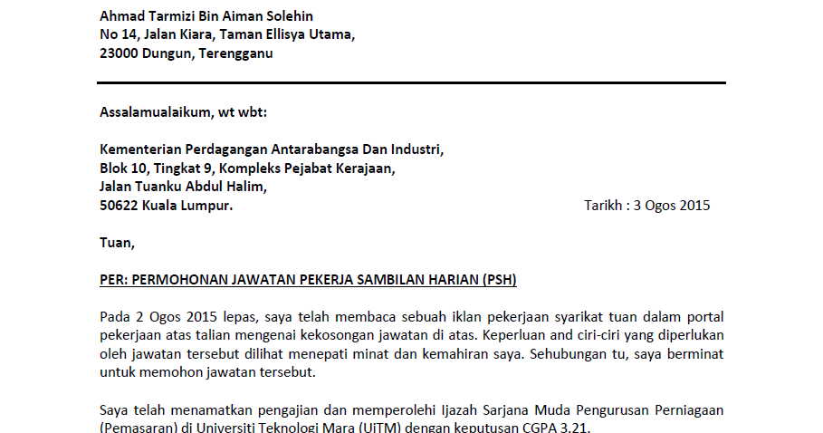 Contoh Surat Rasmi Sokongan Ketua Kampung - HRasmi