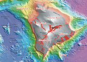 Topographic map of the Big Island. Note the location of Kealakekua Fault and . (big island morphology)