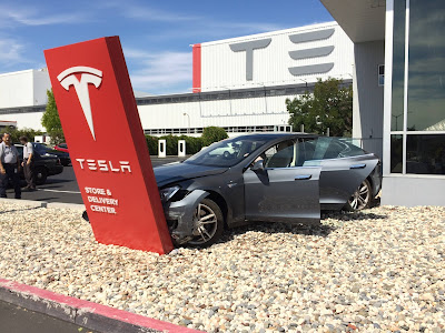 Tesla Model S Crash Fremont Factory