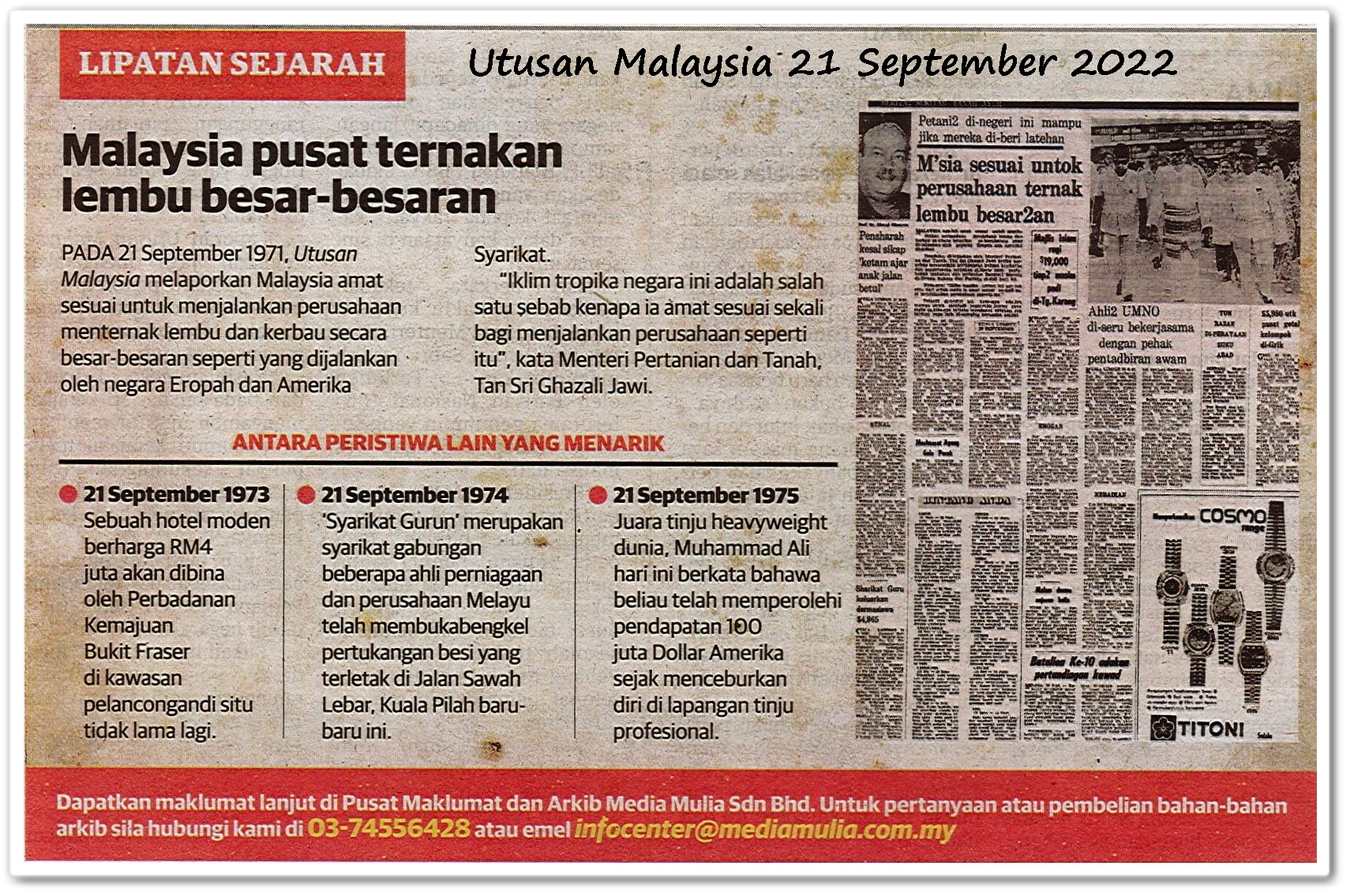 Lipatan sejarah 21 September - Keratan akhbar Utusan Malaysia 21 September 2022