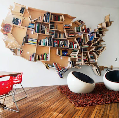 Bookshelf with a design resembling a fish