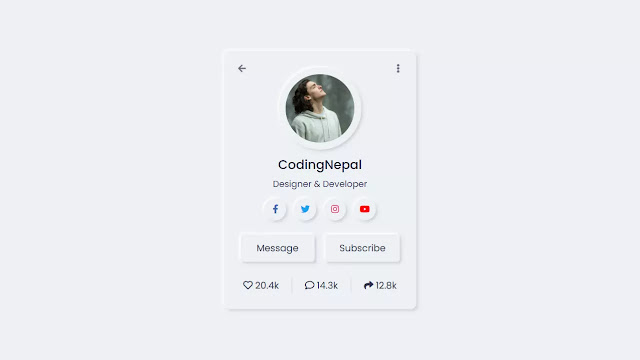 Neumorphism Profile Card UI Design
