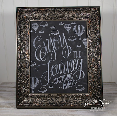 Hot Air Balloon Themed Chalkboard Chalk Art  - made using Stampin' Up Lift Me Up Stamps