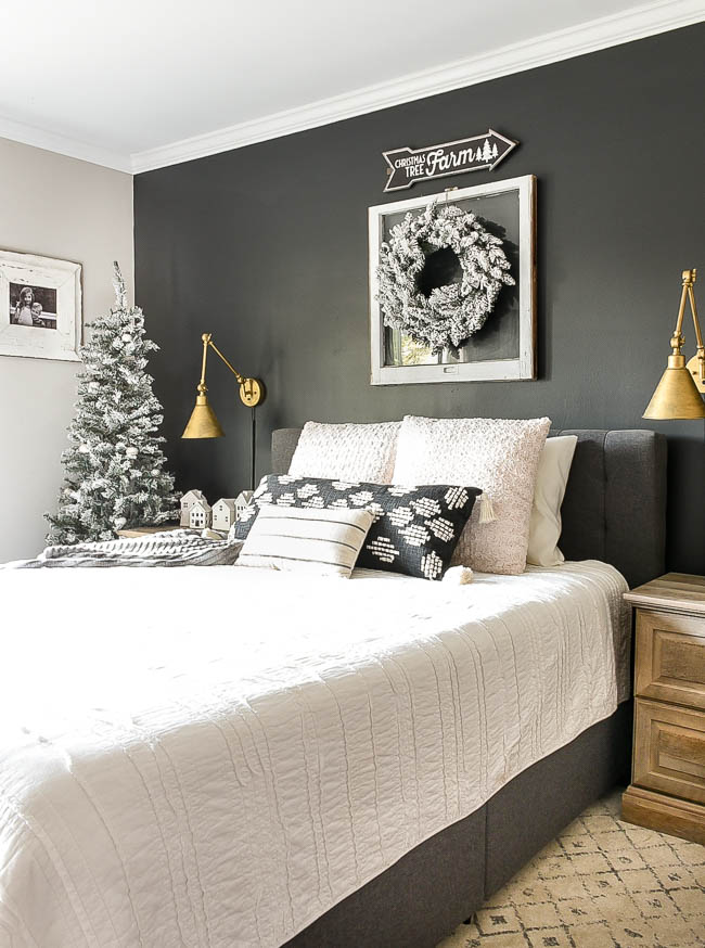 Neutral Rustic Luxe Christmas Bedroom Little House of