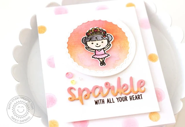 Sunny Studio Stamps: Born To Sparkle Tiny Dancer Ballerina Card by Nancy Damiano