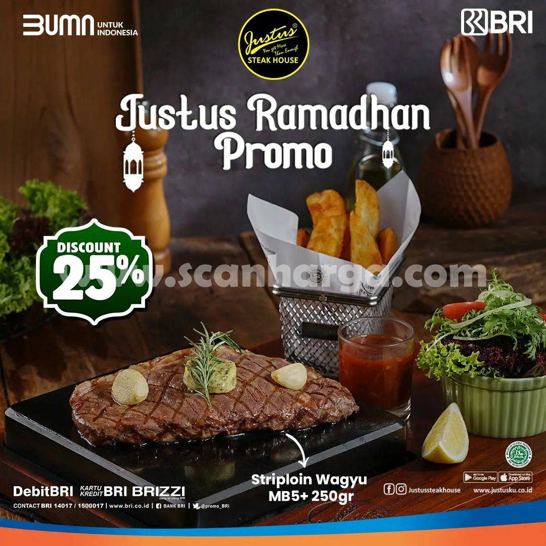 Promo Justus Ramadhan Diskon 25% dengan Kartu Kredit/Debit BRI & Brizzi