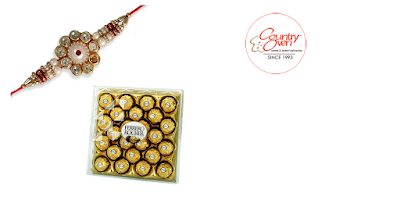 Awesome CZ Rakhi with Ferrero Chocolate