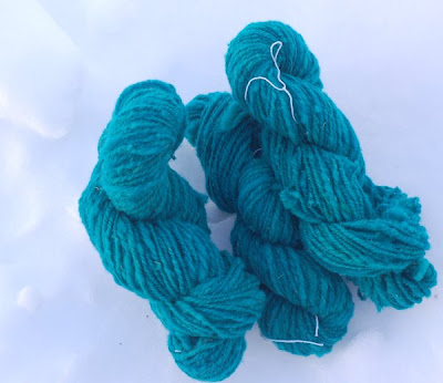 Teal handspun wool from local sheep