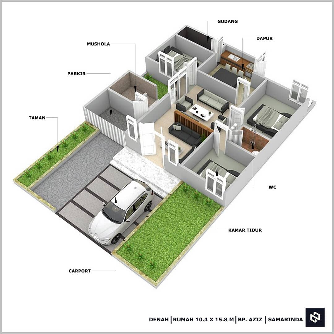 Gambar Denah Rumah Minimalis 3 Kamar