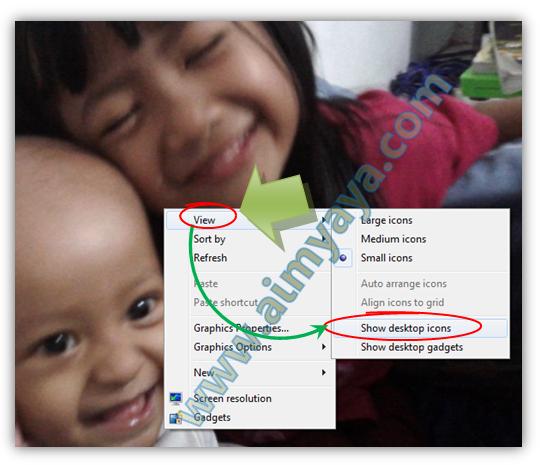 Icon di desktop umumnya berupa shortcut agenda yang dibentuk untuk menjalankan aplikasi ter Cara Menyembunyikan/Memunculkan Icon di Desktop Windows