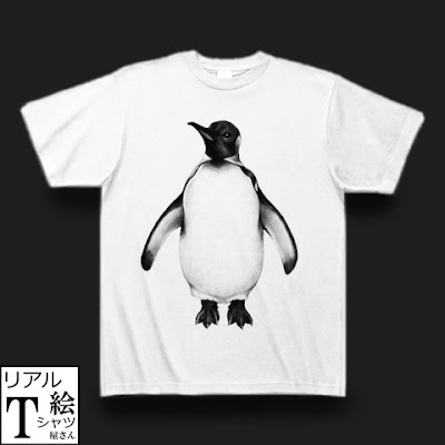 イラストTシャツ　リアルイラストTシャツ　ペンギンのイラストTシャツ