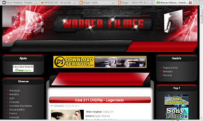 Template blogspot do Warner Filmes