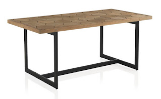 Mesa tapa madera patas de metal negro