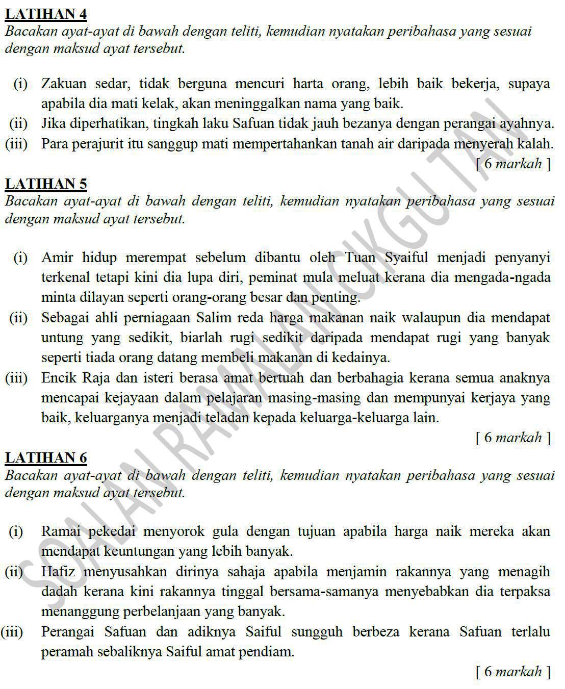 LAMAN BLOG CIKGU TAN CL: SOALAN RAMALAN - PERIBAHASA SPM 2012