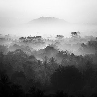 Beautiful black and white landscape in Indonesia