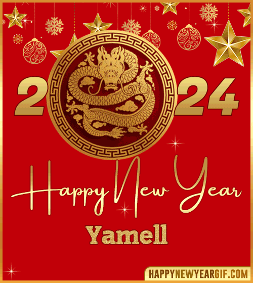 Happy New Year 2024 gif wishes Dragon Yamell