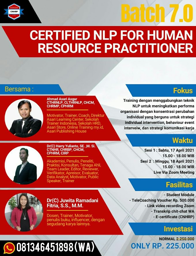 GELAR NON AKADEMIK CERTIFIED NLP FOR HR PRACTITIONER