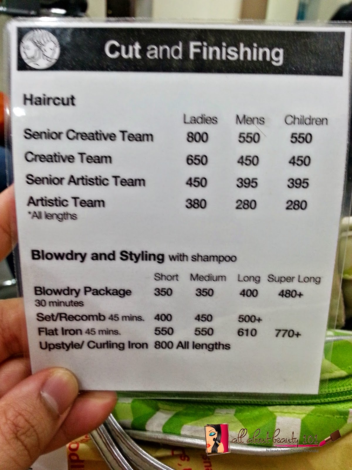 salon de manila hair color price  haircut  price  list ora 