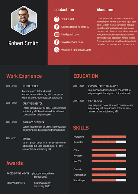 contoh curriculum vitae dalam bentuk photoshop (psd)