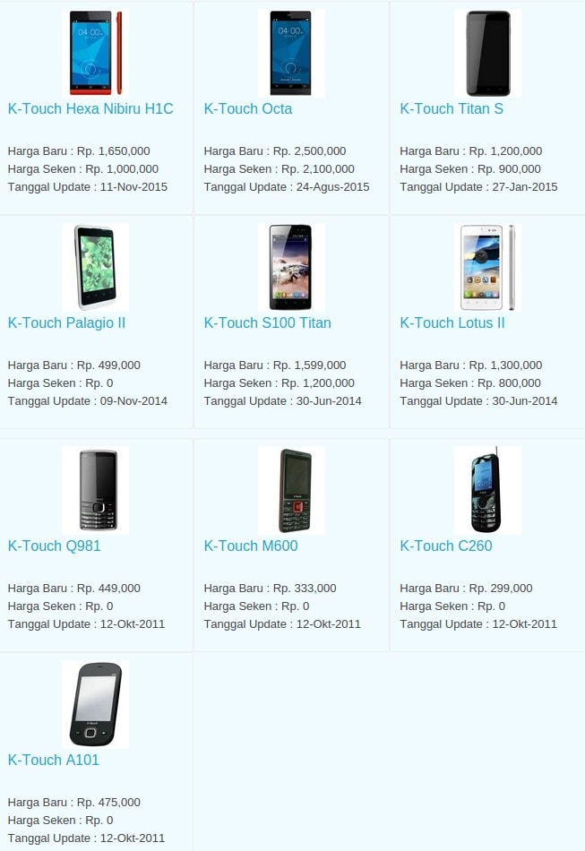 Daftar Harga Hp Terbaru K-Touch Juli 2016