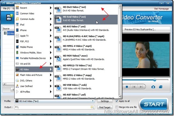 iWisoft Free Video Converter Select HD Video Format 4