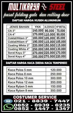 Pusat Gambar CV.Multikaryasteel Jual Murah Partisi Kusen Aluminium Berkualitas Terbaik Dan Bergaransi Ekonomis Termurah Terjangkau Daftar Harga Per Batang Per meter Lari Permeter Persegi Terkirim Terkirim Terpasang Terbaru Bulan Maret 2021, Distributor Terlengkap Produk Pintu Kaca Tempered Lemari Etalase Partisi Jendela Casmet Pintu Bahan Dasar Kusen Aluminium Serat Kayu Coder Coating Acp Dengan Bahan Baku Komponen Sparepart Dan Aksesories Produksi Pabrik Kualitas Satu Nomer 1 Satu Karya Anak Bangsa Indonesia