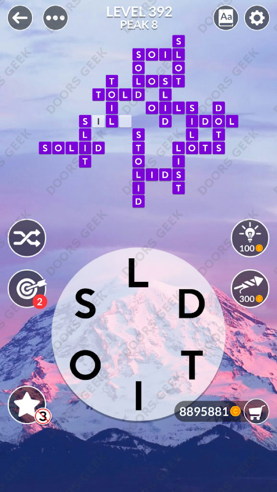 Wordscapes Level 392 answers, cheats, solution for android and ios devices.