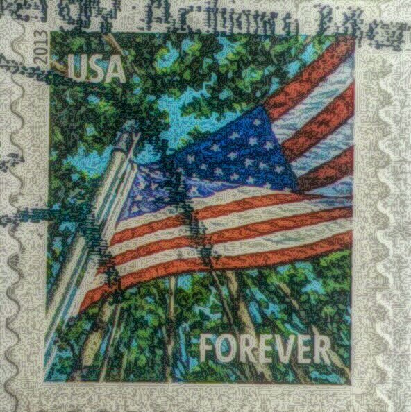 US flag on a postal stamp