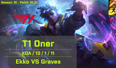 T1 Oner Ekko JG vs DRX Peach Graves - KR 10.21
