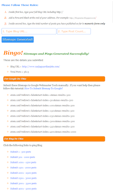 Generate And Submit Blogger Sitemap To Major Search Engines