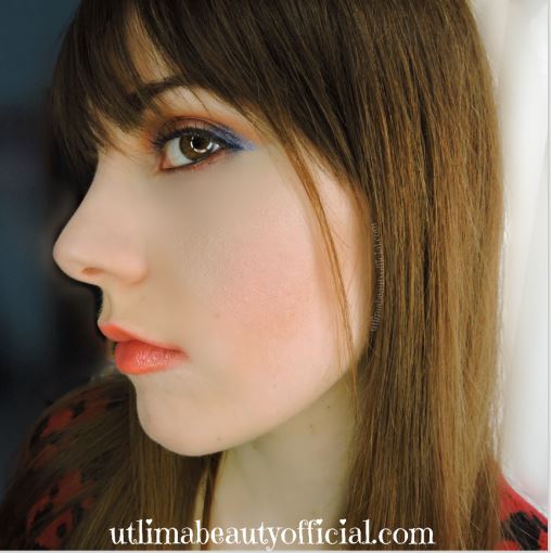 Ultima Beauty wearing Too Faced Better Than Chocolate eyeshadows, eyes opened, side view