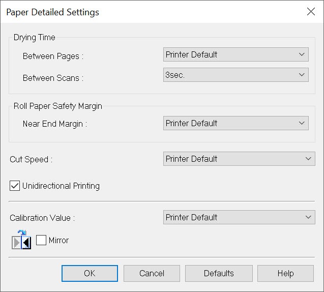 Canon PRO-2000 Paper Detailed settings for Hahnemühle Rice Paper on Windows